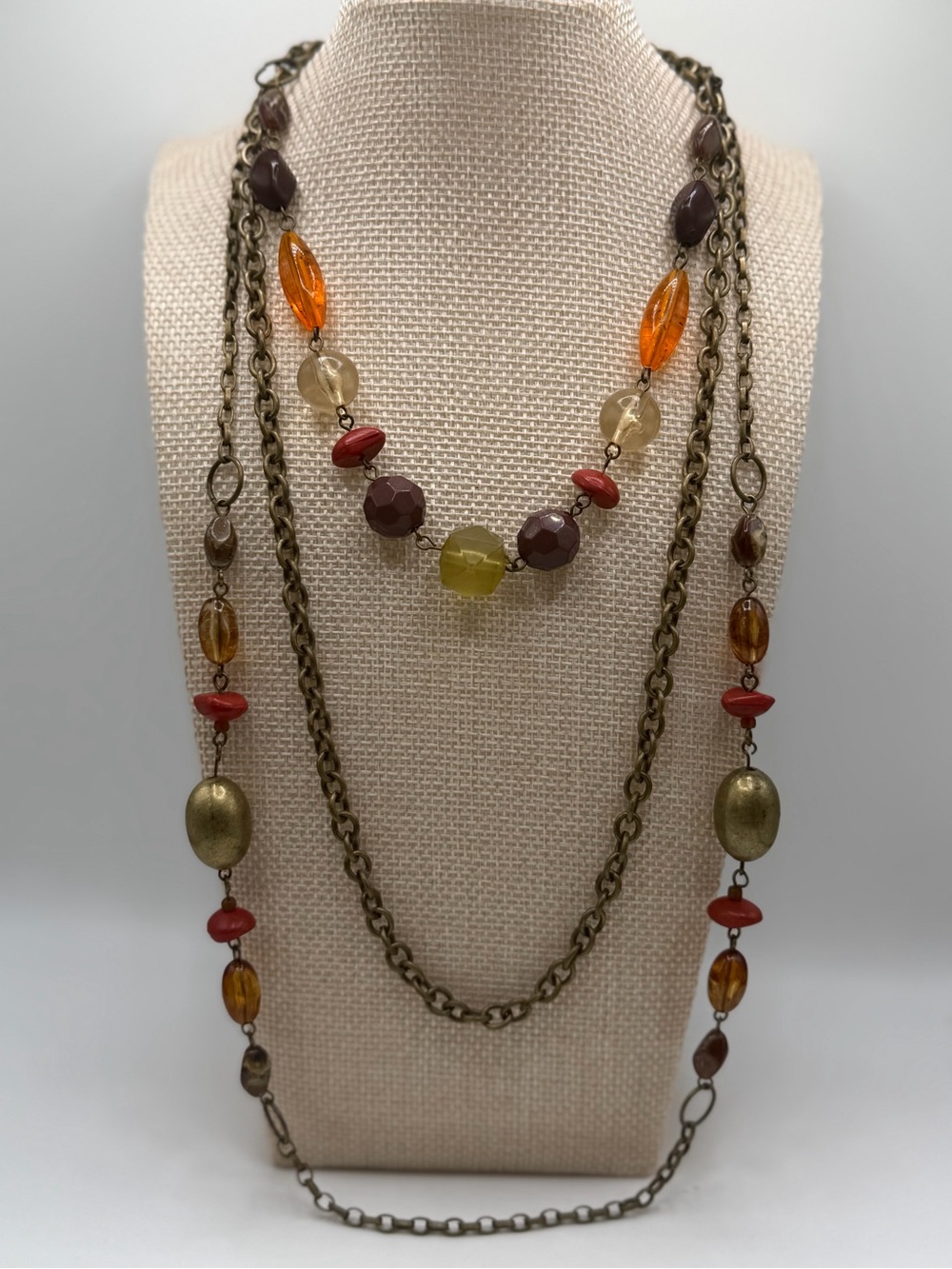 Multi-Strand Autumn Bead Necklace - Unbranded